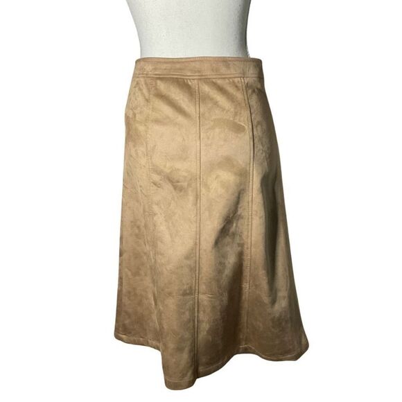 LULU’S Gimme Jive Beige Suede Midi Skirt w/ button closure, Size S - Picture 7 of 7